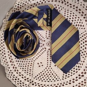 Frangi Silk Tie Stripes Blue Gold Red Pin Stripe